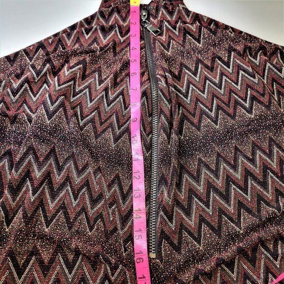 Glitter Red Maroon Zig Zag Print Tunic Top - One Size Fits Most - Picture 10 of 14